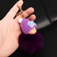 thumbnail image 3 of Dualoai Cute Keyring Key Chain Gift Multicolor New Girls Stocking Filler Very Soft Ball Sleeping KeyChain Handbag Car Key Ring - Purple, 15x8cm, 3 of 9