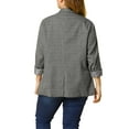 thumbnail image 3 of MODA NOVA Juniors' Plus Size Plaid Notched Lapel Collar Blazers Grey 1X, 3 of 5