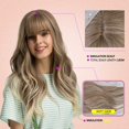 thumbnail image 4 of Peluca rubia de 24 pulgadas para mujer con flequillo peluca larga ondulada natural peluca sintética resistente al calor, 4 of 5