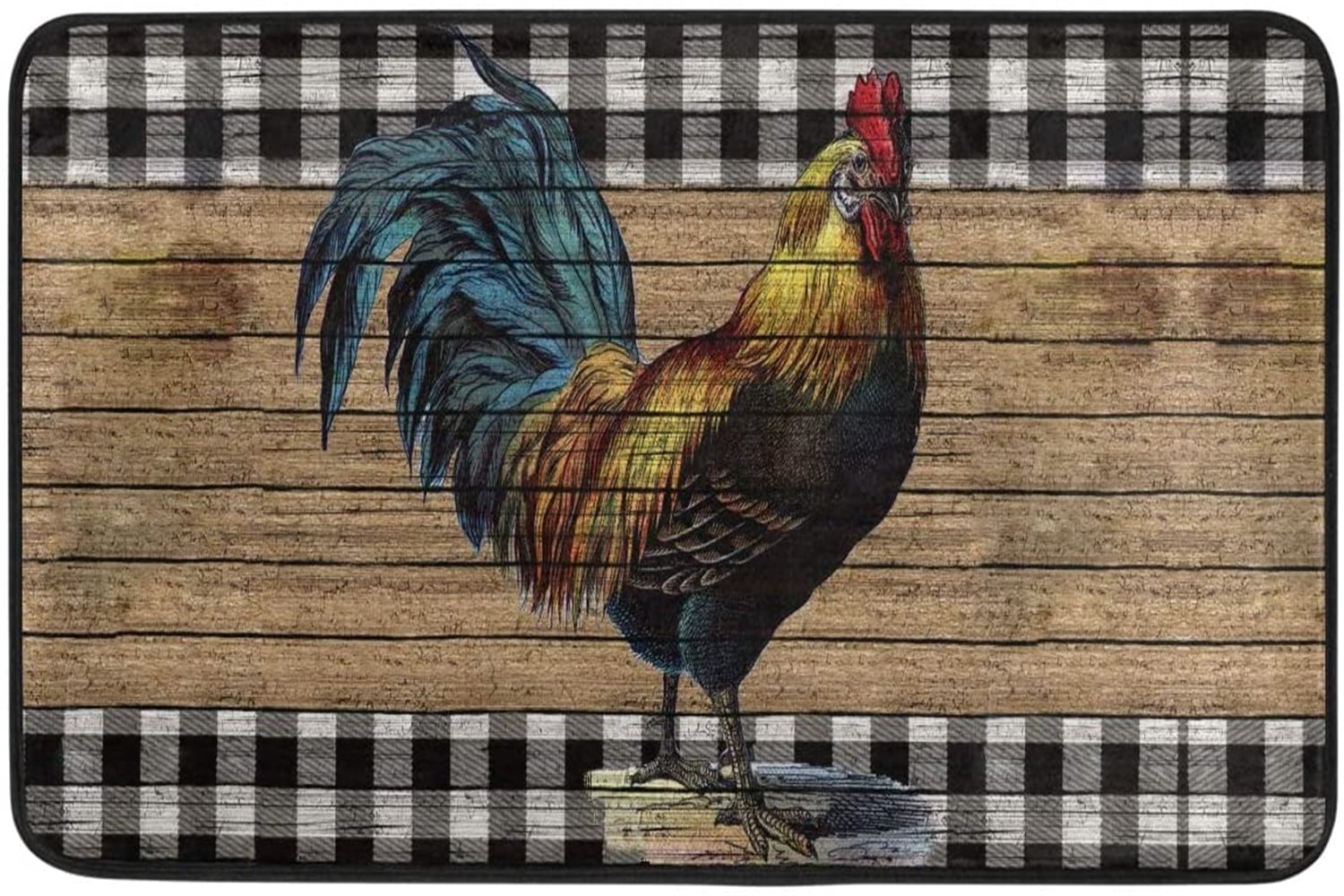 Farmhouse Rooster Kitchen Rugs Standing Mat Anti Fatigue Comfort