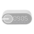 thumbnail image 4 of Reloj despertador digital recargable con altavoz Bluetooth 5.0, graves potentes, radio FM y luces de colores, color blanco, 4 of 14