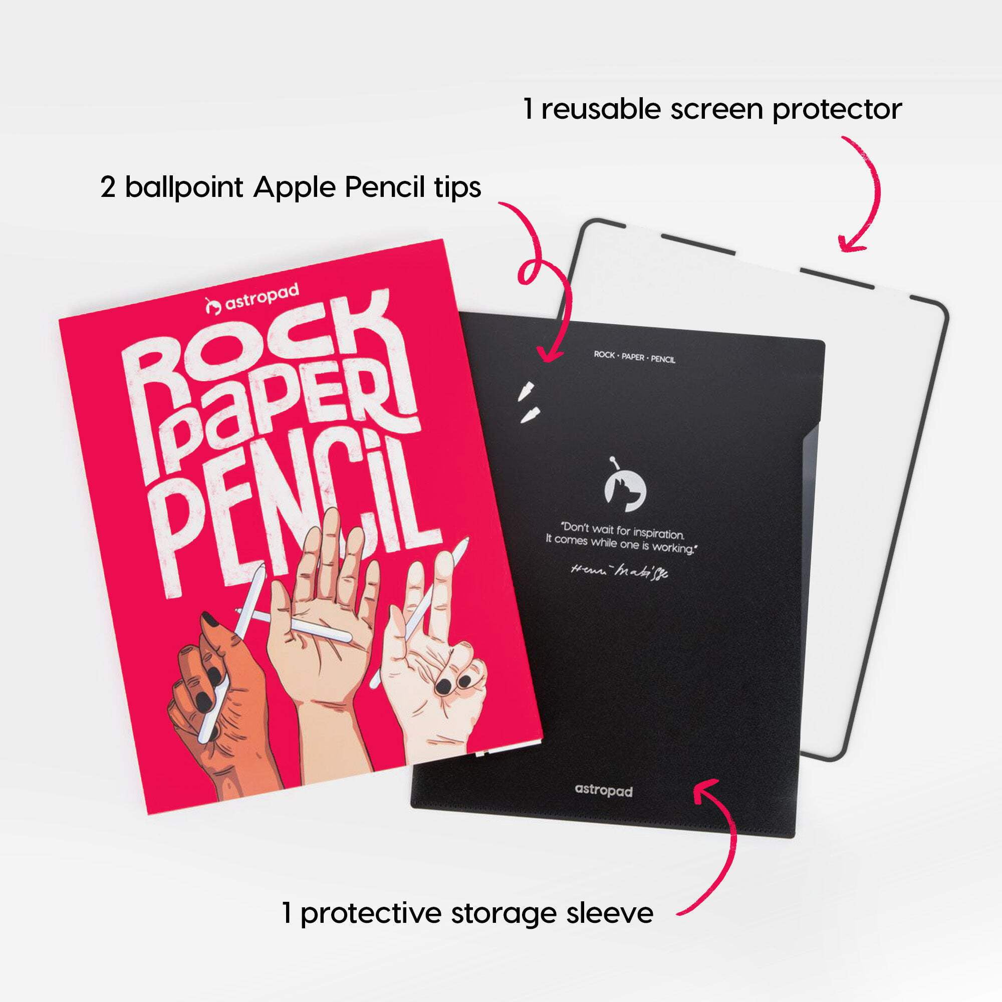 Astropad Rock Paper Pencil 2 – Paper Screen Protector for iPad Pro 11 inch (M4, 2024) + Apple Pencil Tips Replacement 2 Pack – Apple Pencil 1st and 2nd Gen