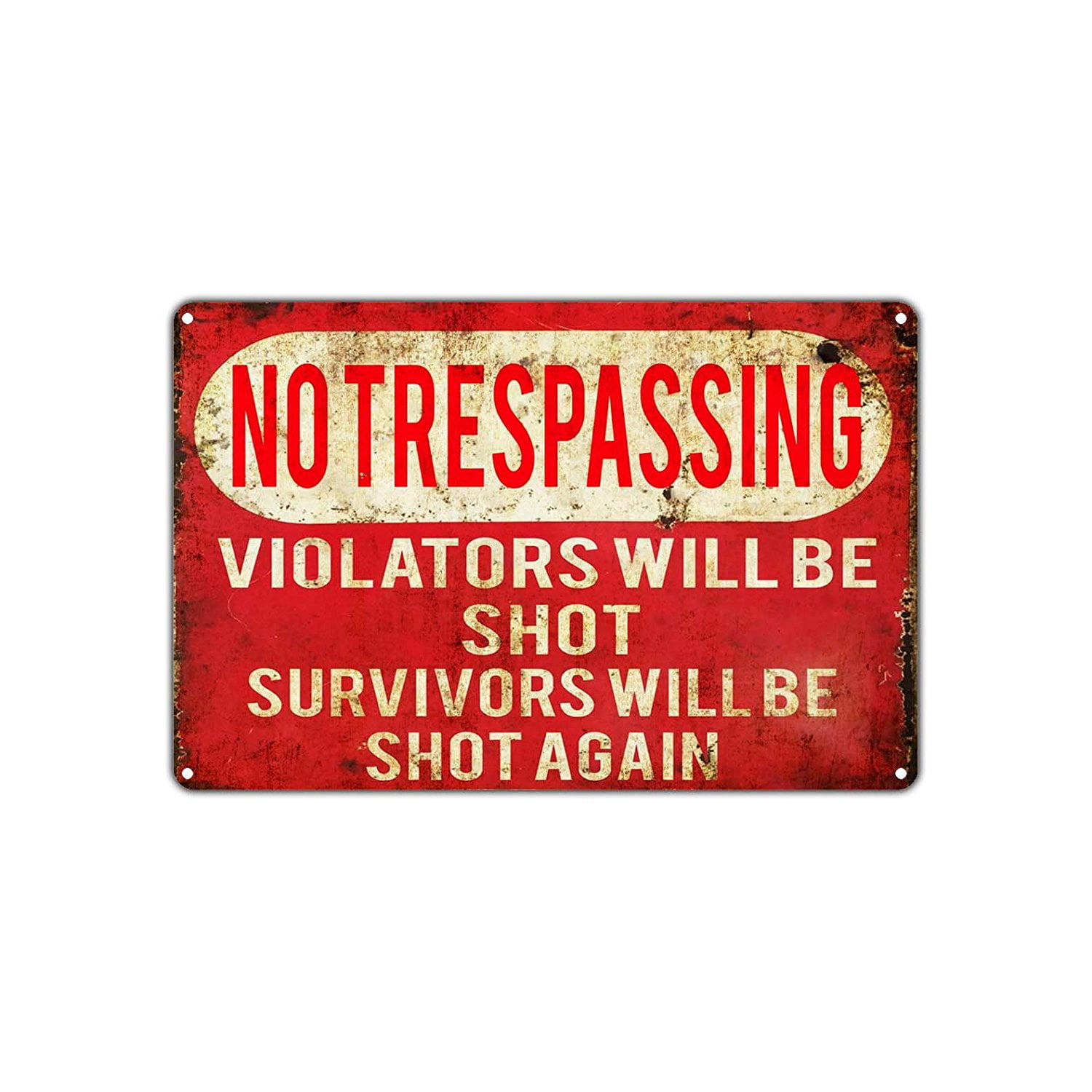 SUMIK No Trespassing Violators Will Be Shot Survivors Will Be Shot Again Vintage Poster Plaque Man Cave Home Yard Bar Wall Decor Funny Metal Tin Sign 