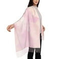 thumbnail image 3 of Women's Fashion Tassel Scarf, Pink Watercolor Heart Long Shawl, Lightweight and Warm, 3 of 9