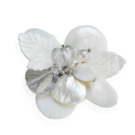 Cultured Pearl Pearl Brooch - Nature's Charm Carved Mother of Pearl and Cultured Freshwater Pearls Pin or Brooch