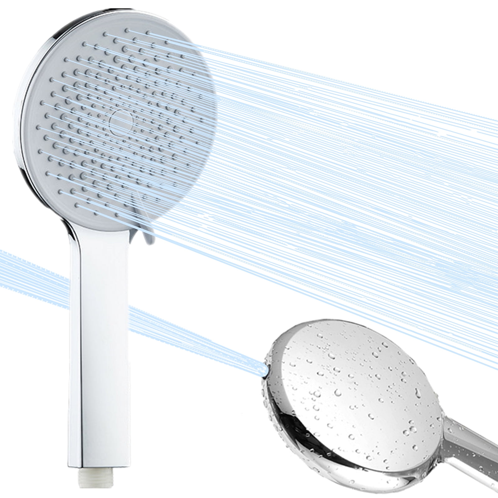 AUSPICIOUS High Pressure Shower Head, Shower Heads with High Flow Handheld Spray - 4 Spay Models Built-in Power Wash to Clean Tub, Tile & Pets Chrome Finish