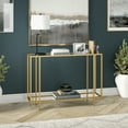 thumbnail image 6 of Evelyn&Zoe Vireo 42" Wide Rectangular Console Table with Glass Shelf, Brushed Brass, 6 of 8