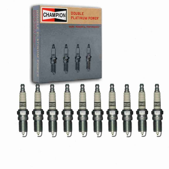 10 pc Champion 7015 Double Platinum Spark Plugs for 41-805 RS14PMP4 Ignition Wire Secondary Fits select: 1999-2019 CHEVROLET SILVERADO, 2000-2014 CHEVROLET TAHOE