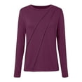 thumbnail image 4 of Summer Tops for Women Long Sleeve Spandex Shirt T Shirt Women Blank Womens Athletic Tee Shirts Fall Tees for Space Apparel Loose Tops Summer Long Sleeve Womens Shirts T Solid Colors Stretch Purple 2XL, 4 of 5