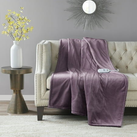 Serta Plush Heated Throw, 50x60 inch, Purple
