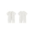 thumbnail image 2 of Suealasg Baby Boys Jumpsuit Infant Solid Color Short Sleeve Lapel Button Down Romper Bodysuits Newborn Summer One Piece Clothes, 2 of 8