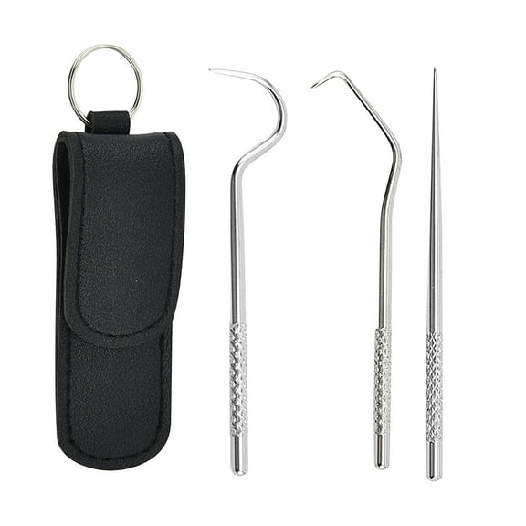 KIHOUT Stainless Steel Toothpicks Kit, Premium Teeth Cleaning Tools, Reusable Tooth Picks Set, Pocket Keychain Portable Metal Toothpicks Holder for Travel