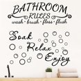 thumbnail image 1 of 2 Pieces Bathroom Wall Decals Sticker Soak Relax Enjoy Bathroom Rules Wall Sticker Vinyl Quote Saying Wall Art Decor for Home Bathroom (Black), 1 of 4