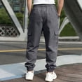 thumbnail image 3 of Domuza Cargo Pants Mens Casual Cargo Joggers Pants Drawstring Stretch Loose Work Pants Tapered Sweatpants Gray 2XL, 3 of 3