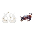 thumbnail image 1 of Elegantes figuras de cisne de cerámica y colorido toro de resina. Esculturas artísticas de animales para decorar estanterías, armarios, salas de estar, 1 of 8