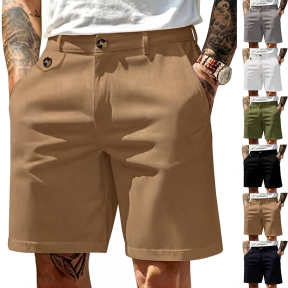 akafmk Men's Bermuda Shorts 7" Chino Stretch Elastic Waist Fast Dry Casual Dress Work with Pockets for Golf