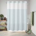 thumbnail image 6 of No Hook Shower Curtain, Blue Striped Shower Curtains for Bathroom with See Through Top Window, Blue White Stripes Farmhouse Waterproof & Washable Bath Curtain Stall 48"x72", 6 of 9