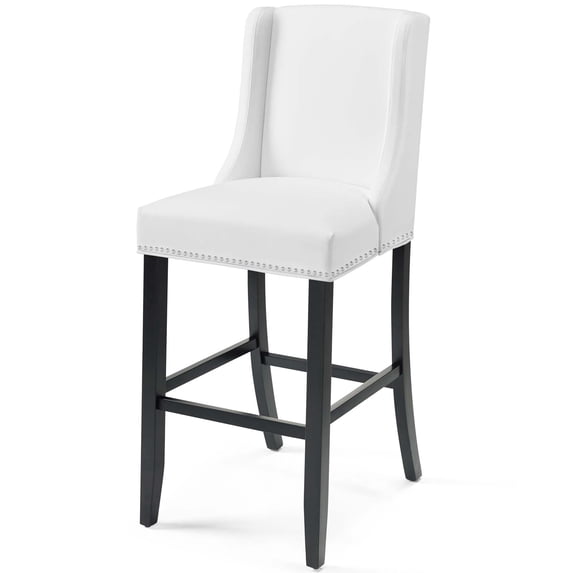 Bar Stool Chair Barstool, Faux Leather, Wood, White, Modern Contemporary Urban Design, Bar Pub Cafe Bistro Hotel Restaurant Hospitality