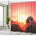 thumbnail image 5 of Ambesonne Nature Shower Curtain, Sunset Tree Mountains, 69"Wx84"L, Coral Orange Dark Brown, 5 of 5