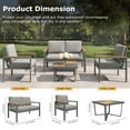 thumbnail image 6 of JXXM 4-Piece Outdoor Patio Conversation Set, Metal Furniture with Cushions & Coffee Table, Gray, 6 of 6