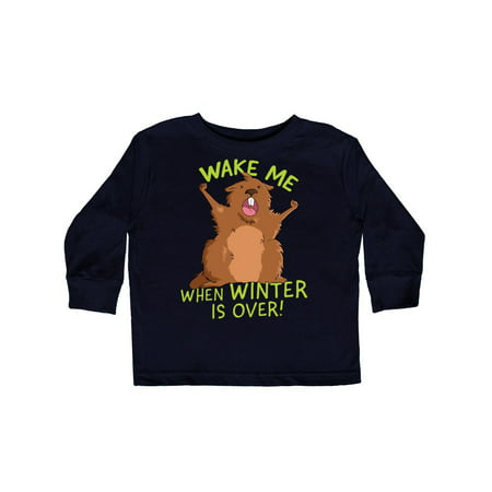 

Inktastic Groundhog Day Wake Me When Winter is Over Gift Toddler Boy or Toddler Girl Long Sleeve T-Shirt