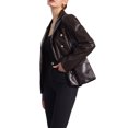 thumbnail image 4 of INSPIRE CHIC Women's Notched Lapel Faux Leather Blazer Double Breasted PU Work Formal Jackets, 4 of 6