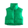 thumbnail image 3 of Chaleco Abrigo acolchado de plumón chaleco recortado acolchado ropa de abrigo informal cálida para mujer Kuymtek Verde T S para Mujer, 3 of 7