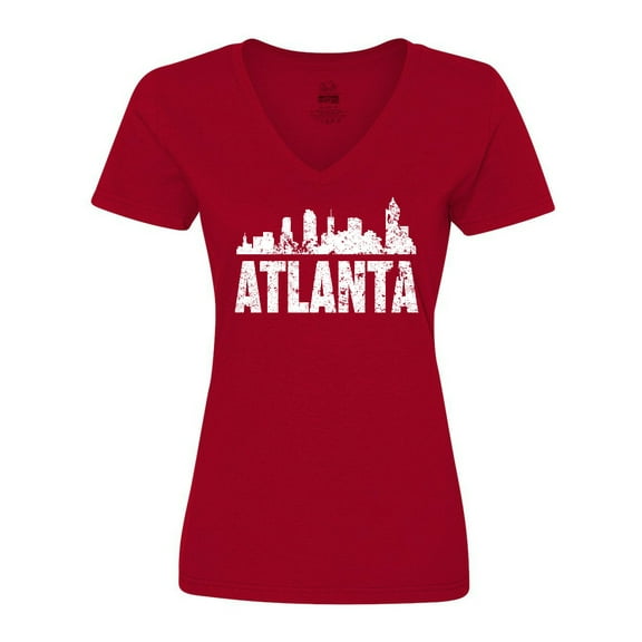 Inktastic Atlanta Skyline Grunge Women's V-Neck T-Shirt