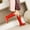 Red, variant on Herrnalise Women's Shoes British Style Fashionable Smooth Flock Pointed Candy Color Fine Heels Boots Clearance