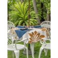 thumbnail image 3 of Outdoor Tablecloths with Umbrella Hole & Zipper, Geometric Flower Round Tablecloth 54 Inch, Vintage Country Floral Orange Grey on Linen Waterproof Table Cloth, Patio/Pool/Picnic Table Covers, 3 of 8