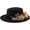 Black, variant on Floral Ladies Hat, Vintage Wool Floral Flat Top Hat, Wide Brim Hat, Fedora Church Derby Felt Cap Bucket Hat Bowler Hats for Wedding Party Talent Show
