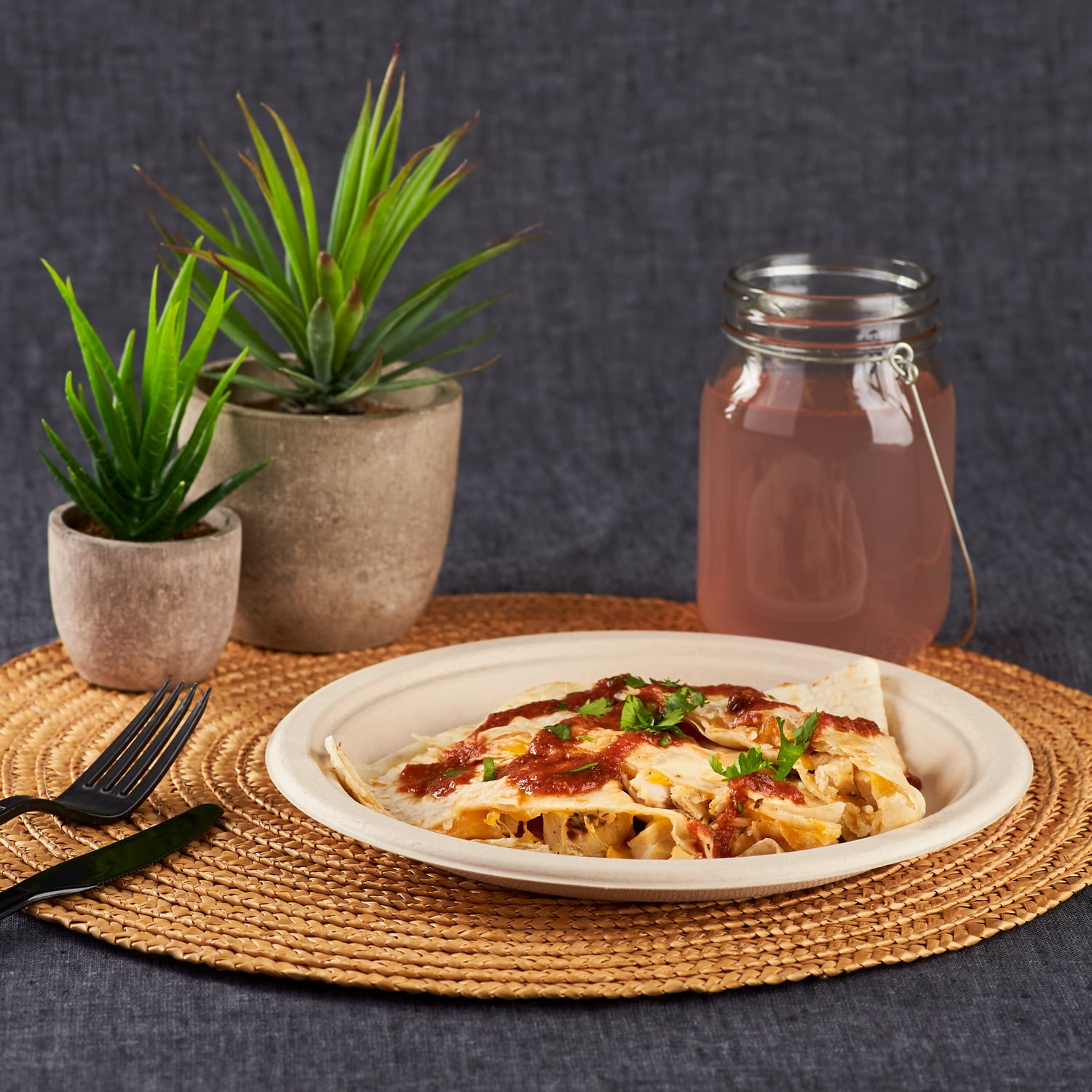 Karat Earth [500 ct] PAFS-Free 9" Paper Plates, Molded Fiber,  Natural