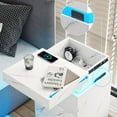thumbnail image 4 of Afuhokles 3 Drawers LED Nightstands with Charging Station, Night Stands for Bedrooms with Sliding Top, White Marble, 4 of 9