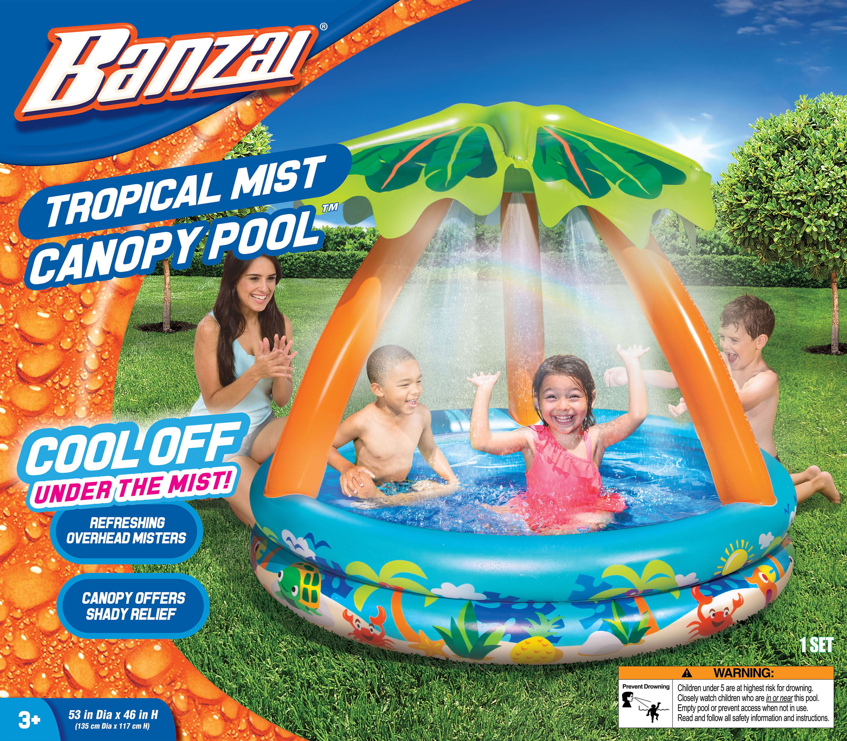 Spring & Summer Toys Banzai Shade ‘N Sun Lion Pool with Removable Canopy