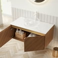 thumbnail image 2 of LiviNest 36" Bathroom Vanity with Sink: Wall Mounted Floating Cabinet with Herringbone Wood Doors & Glass Basin - Modern Storage for Small Bathrooms & Apartments, 2 of 6
