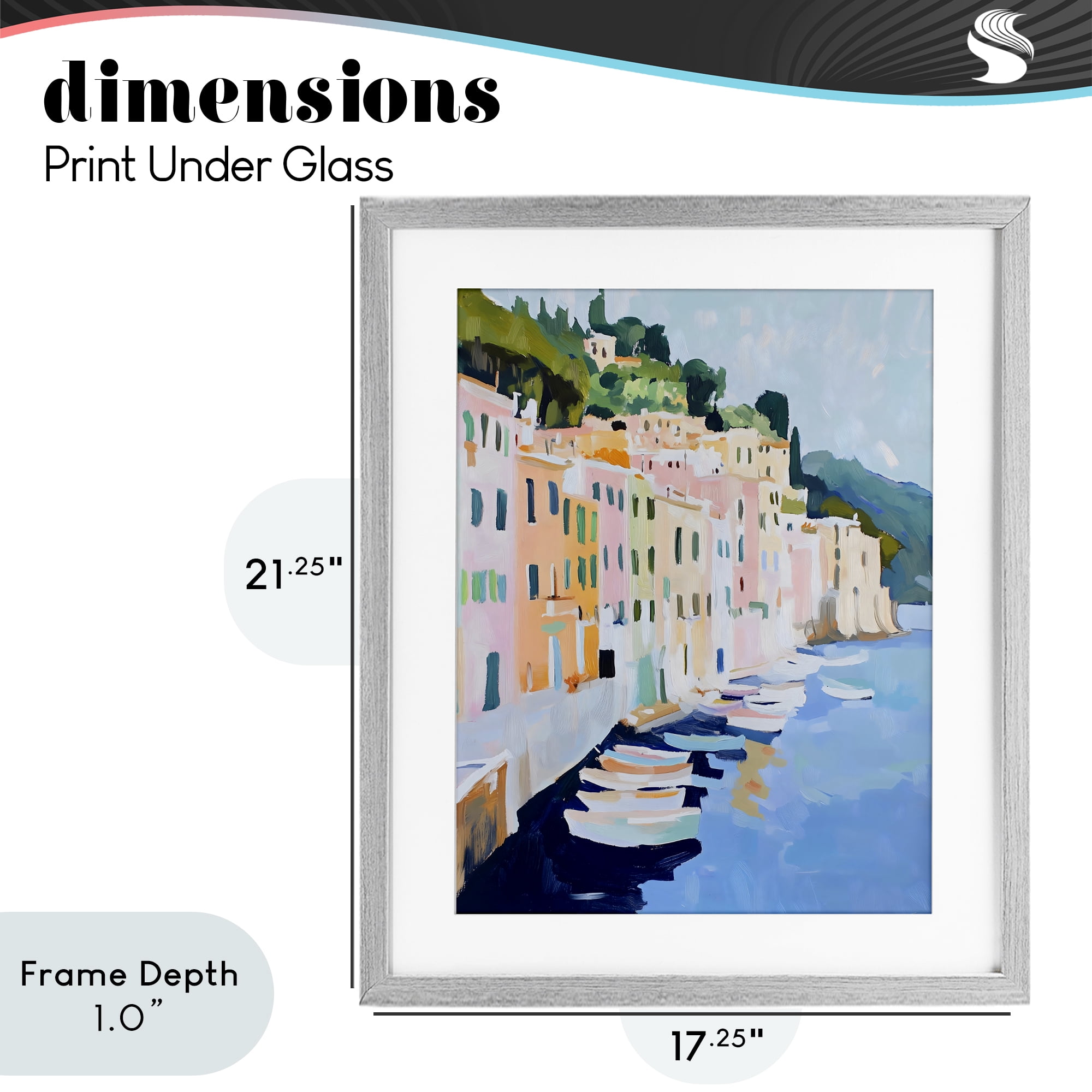 Stupell Industries Portofino Harbor View Gray Framed Print Under Glass, design by The Prints Vibe