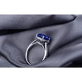 thumbnail image 5 of Antique 2.05 Carat 7mm Cushion Cut Blue Sapphire Moissanite Diamond Halo Engagement Ring in 10k White Gold, 5 of 5