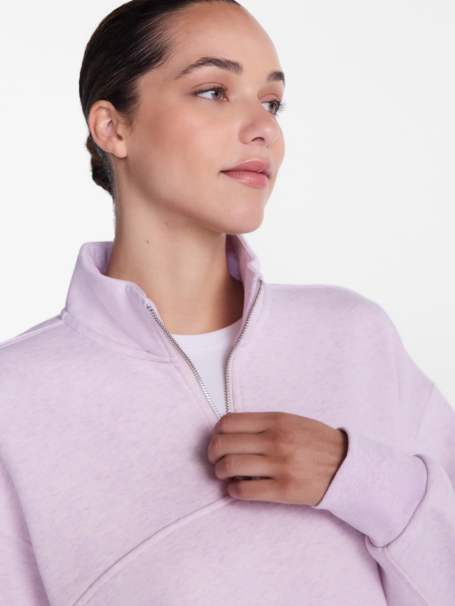 Athletic Works Women's Quarter Zip Fleece Sweatshirt, Sizes XS-XXXL