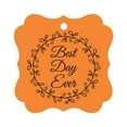 thumbnail image 1 of Darling Souvenir Custom Best Day Ever Wedding Party Tags Leaf Wreath Hang Tags-Orange-50 Tags, 1 of 1