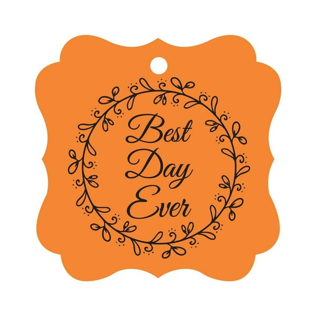 Darling Souvenir Custom Best Day Ever Wedding Party Tags Leaf Wreath Hang Tags-Orange-100 Tags