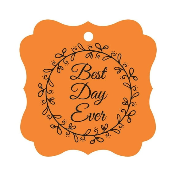Darling Souvenir Custom Best Day Ever Wedding Party Tags Leaf Wreath Hang Tags-Orange-50 Tags