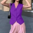 thumbnail image 5 of Sensestyle Waistcoat Women, A Lady's Suit Waistcoat Small Vest Slim Fit Paired with A Short Sleeveless Jacket with A Folded Waistcoat Vest Tops for Women Purple L, 5 of 7