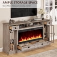 thumbnail image 7 of OKD Farmhouse Electric Fireplace TV Stand for TVs up to 80", Entertainment Center with Fireplace and Adjustable Shleves, Light Rustic Oak, 7 of 7