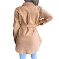 thumbnail image 4 of LYXSSBYX Women Long Sleeve Shacket Jacket Hot Sale Clearance Fashion Women Solid Color Autumn and Winter Single-breasted Woolen Coat, 4 of 6