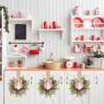 thumbnail image 4 of Christmas Mini Cabinet Wreath, 10" Norfolk Pine Wreath with Bow Red Berry for Chair, Artificial Small Kitchen Wreath for Window Front Door Farmhouse Wall Pillars Xmas Decor 1Pc,Khaki Bow, 4 of 4