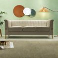 thumbnail image 5 of Mid-Century Velvet Sofa with Thick Back& Turn Out Armrest, Sofa Couch with Metal Frame, Chesterfield Couches for Living Room, Beige, 5 of 9