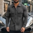 thumbnail image 6 of LNWUY Mens Fleece Cargo Work Shirt Casual Long Sleeve Lapel Button Up Shacket Western Outdoor Hiking Overshirt Black M, 6 of 9