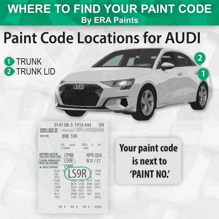 ERA Paints (LX7W - Ice Silver Metallic) Compatible with AUDI A3 2008-2015  Exact Match Touch Up Spray Paint and Clearcoat