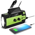thumbnail image 1 of Radio de manivela solar recargable portátil con AM/FM/WB batería recargable incorporada de 4000 mAh 4 modos linterna LED alarma SOS Verde, 1 of 5