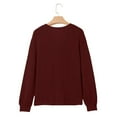 thumbnail image 4 of Women'S V Neck Waffle Knit Henley Tops Casual Long Sleeve Pullover Sweater Blouses Dark Red S, 4 of 7